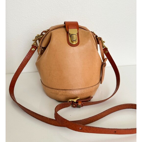 Old Trend Vintage Doctor Bucket Leather Crossbody Bag Handle Strap Brown Buckle - Picture 1 of 16